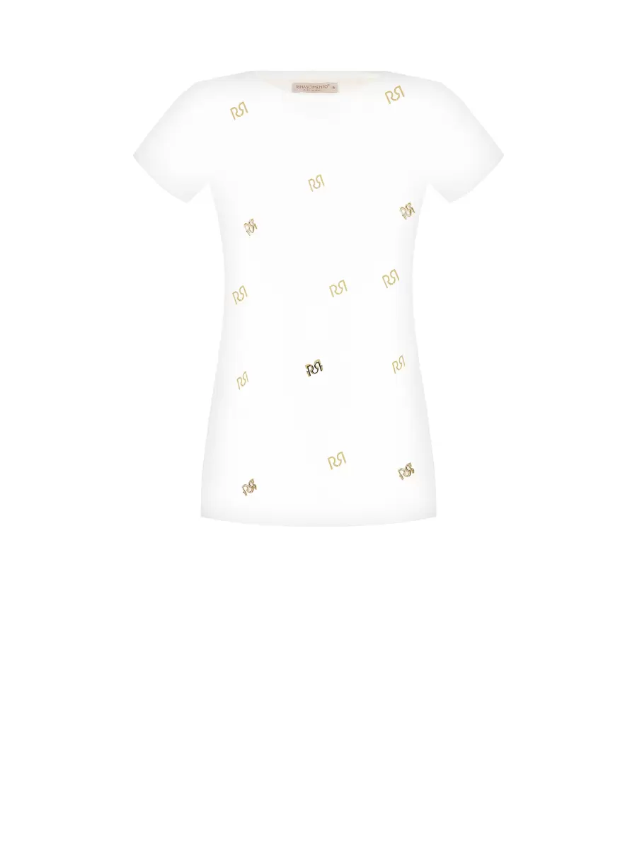 White Cream Women Outlet Tops & Tshirts Rr T-Shirt 100% Cotton - 7