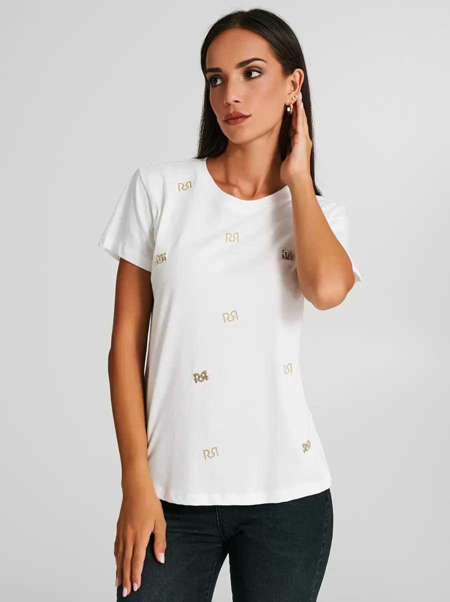 White Cream Women Outlet Tops & Tshirts Rr T-Shirt 100% Cotton