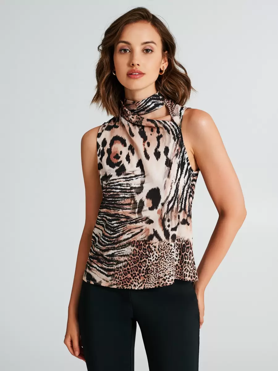 Var Brown Animal-Print Fitted Top Women Tops & Tshirts Stylish - 2