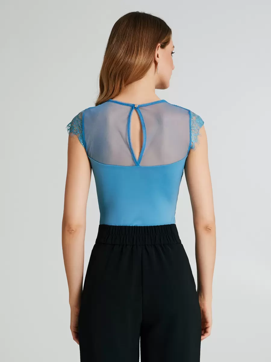 Lace Bodysuit Women Premium Tops & Tshirts Blue Ligh Paper Sugar - 3