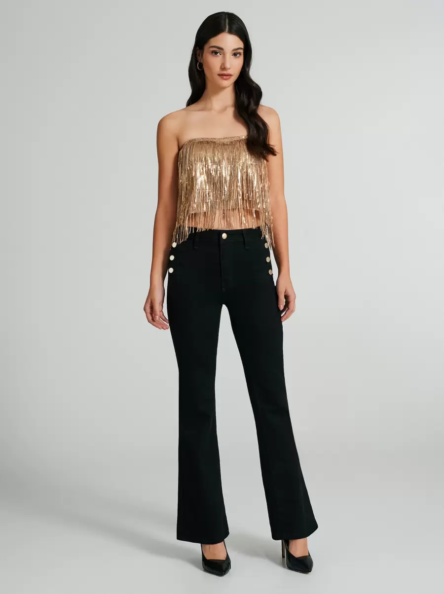 Buy Women Sequined And Fringed Tube Top Tops & Tshirts Gold - 1