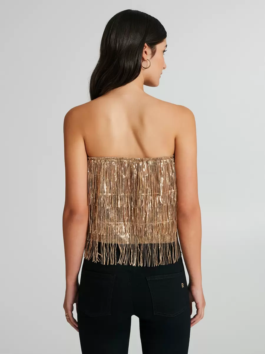 Buy Women Sequined And Fringed Tube Top Tops & Tshirts Gold - 3