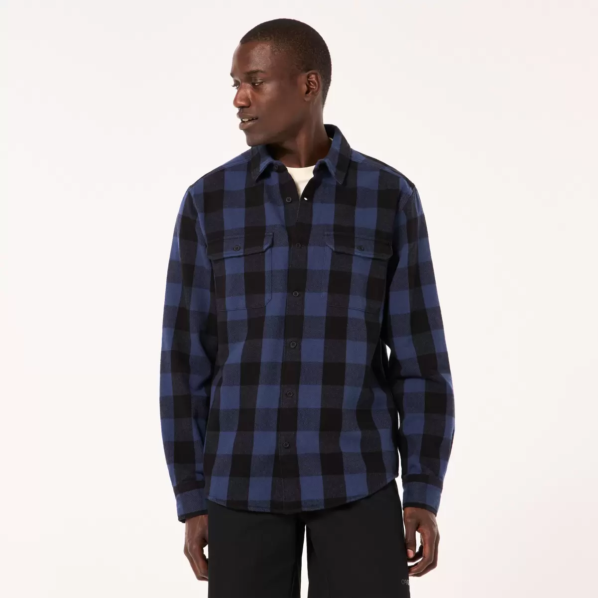 Men Terraformic Ls Button Down T-Shirts Oakley Black/Blue Check