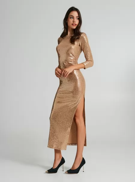 Gold Dresses & Jumpsuits Long Sheath Dress With Spangles Free Women