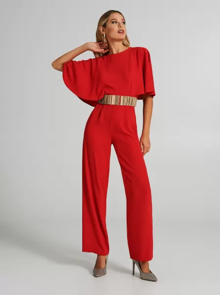 Palazzo Jumpsuit With Cap Sleeves Women Liquidation Dresses & Jumpsuits Red
