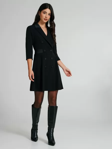 Clearance Dresses & Jumpsuits Women Black Double-Breasted Jacket Dress