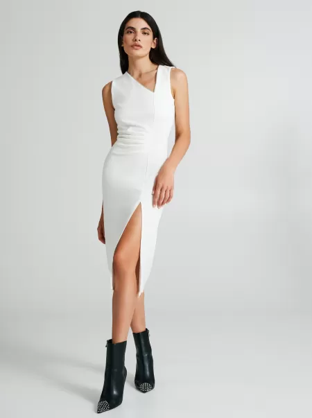 Sleeveless Sheath Dress With Zip Detail Exceed Women Dresses & Jumpsuits White Cream