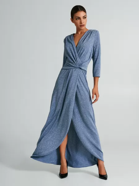 Women Long Glittery Jersey Dress Dresses & Jumpsuits Blue Ligh Paper Sugar Elevate