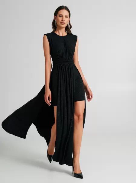 Coupon Black Dresses & Jumpsuits Glittery Dress With Panel Women