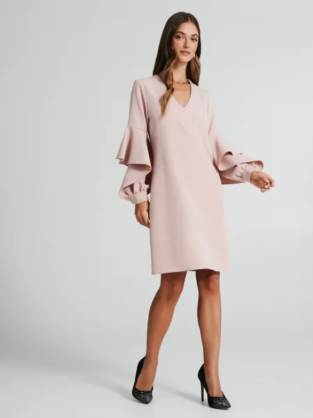 Pink Dress With Ruffled Sleeves Dresses & Jumpsuits Women Reliable