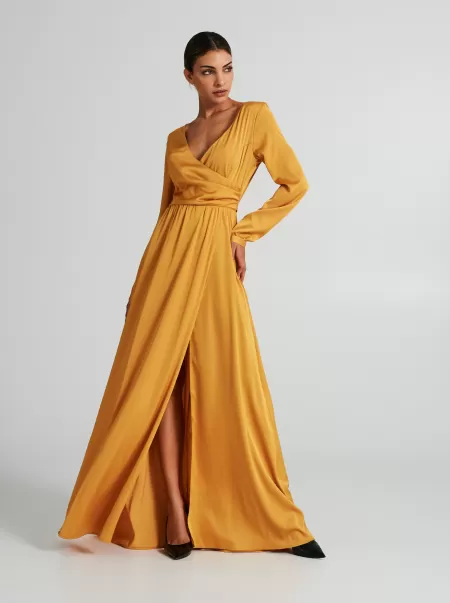 Empire-Style Dress With Slit Dresses & Jumpsuits Ocra Yellow Women Review