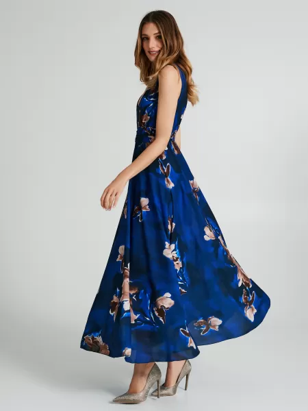 Certified Dresses & Jumpsuits Floral-Pattern Empire Waist Dress Women Var Blue China