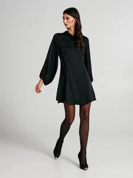 Dresses & Jumpsuits Intuitive Women Satin Dress With Cut-Out Back Black