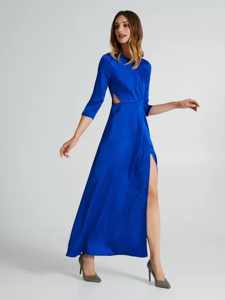 Cutting-Edge Blue China Women Dress With Side Cut-Out Detail Dresses & Jumpsuits