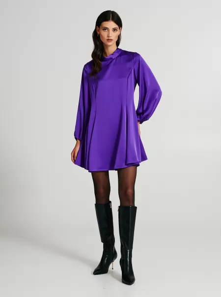 Violet Satin Dress With Cut-Out Back Dresses & Jumpsuits Women Budget-Friendly