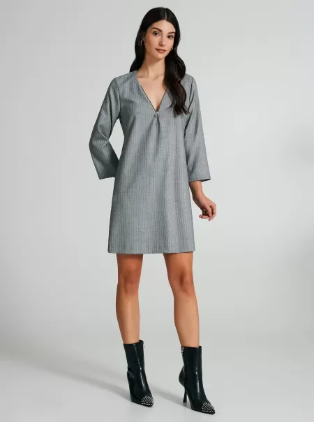 Grey Women Dresses & Jumpsuits Herringbone Dress With Zip Easy-To-Use