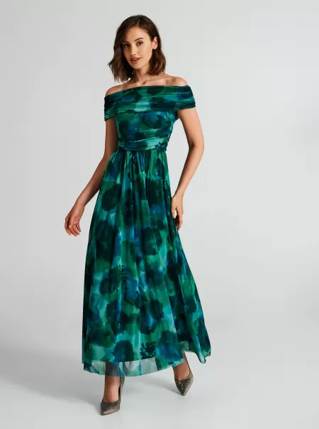 Shop Dresses & Jumpsuits Abstract-Print Off-The-Shoulder Dress Women Var Green