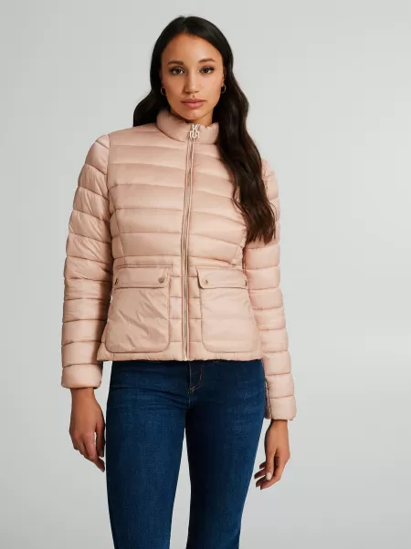 High-Quality Short Down Jacket With Repreve® Front Pockets Women Pink Coats & Down Jackets