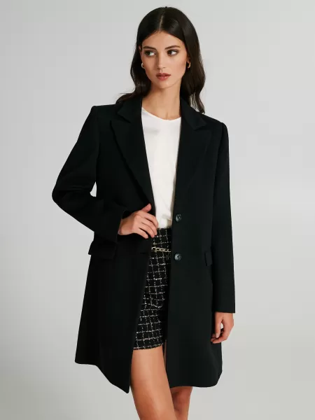 Slim-Fit Medium-Length Coat Women Black Coats & Down Jackets Special Deal