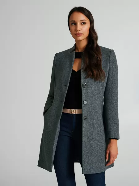 Women Grey Medium-Length Three-Button Coat Redefine Coats & Down Jackets