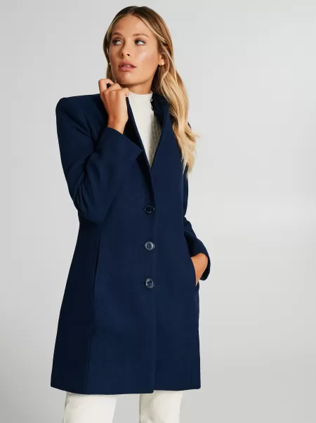 Women Coats & Down Jackets Wool-Blend Coat Blue Reliable