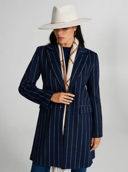 Coats & Down Jackets Medium-Length Pinstripe Coat Women Var Blue Ergonomic