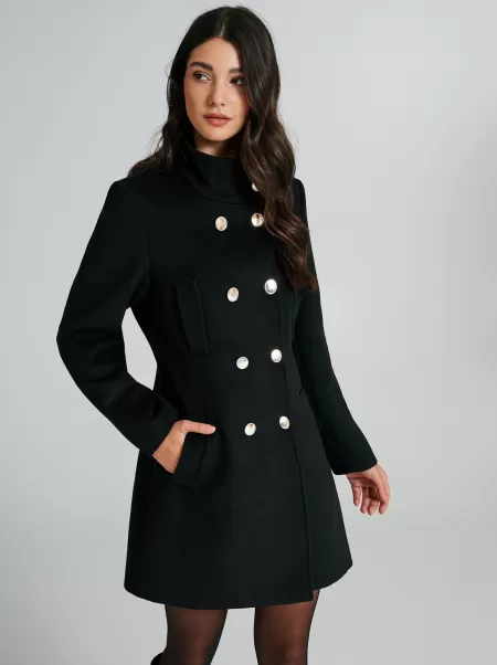 Double-Breasted 4 Pocket Coat Buy Coats & Down Jackets Women Black