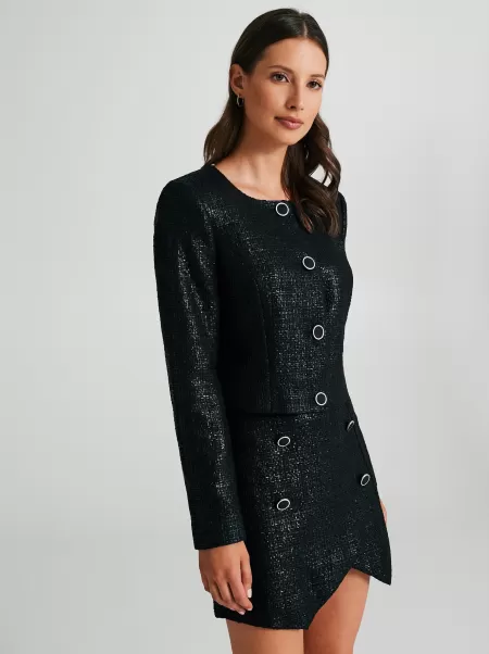 Reliable Satin-Effect Woven Jacket Black Women Jackets & Waistcoat