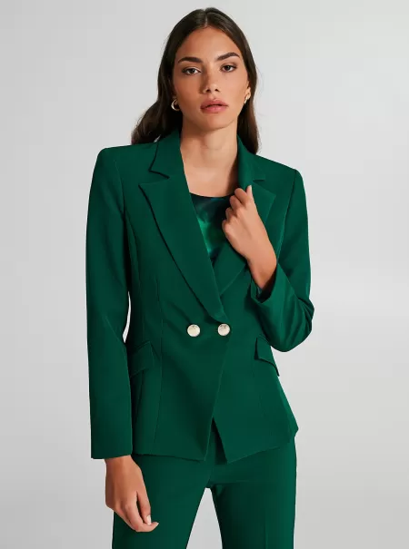 Green Jackets & Waistcoat Two-Button Technical Fabric Jacket Women Cutting-Edge