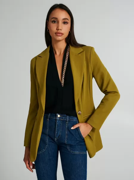 Artisan One-Button Polyviscose Jacket Women Jackets & Waistcoat Verde Olio