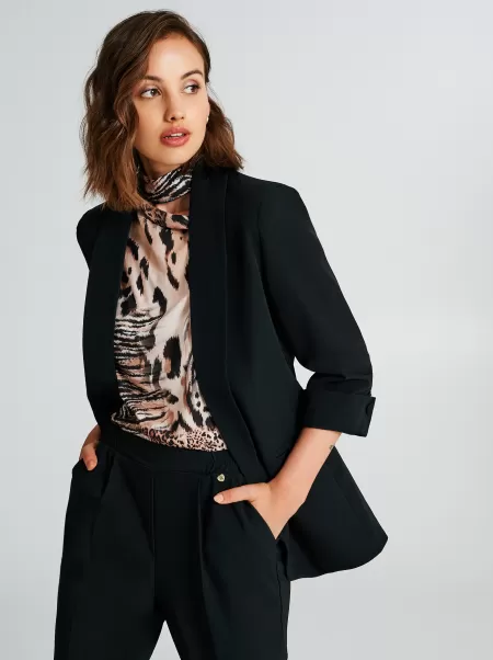 Jackets & Waistcoat Black Open Jacket In Technical Fabric Fresh Women