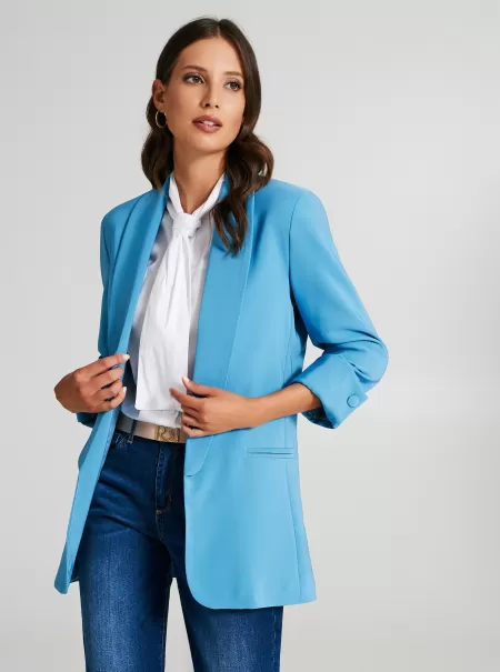 Blue Ligh Paper Sugar High-Quality Jackets & Waistcoat Women Open Jacket In Technical Fabric