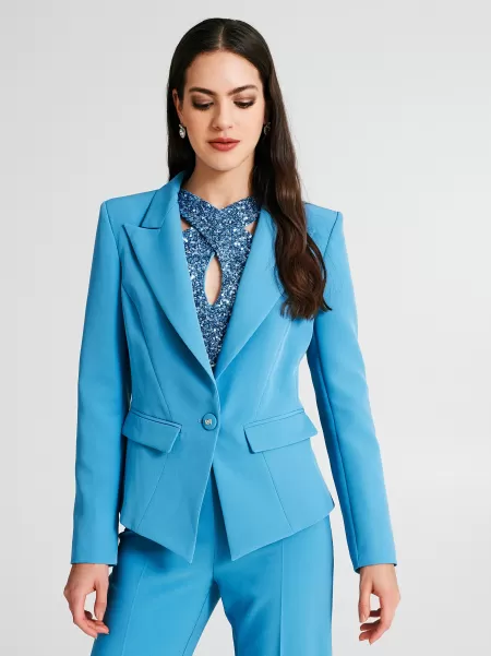 Introductory Offer Jackets & Waistcoat Women Blue Ligh Paper Sugar Empire Dress With Side Slit