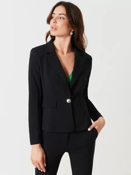 Jackets & Waistcoat Black Women One-Button Jacket In Scuba Crepe Discount