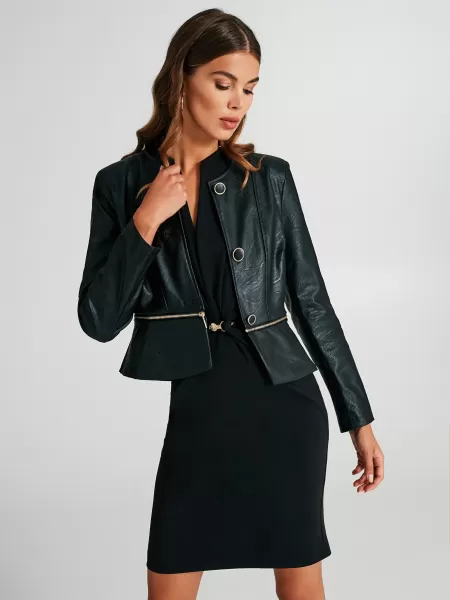 Trending Black Faux Leather Jacket Jackets & Waistcoat Women