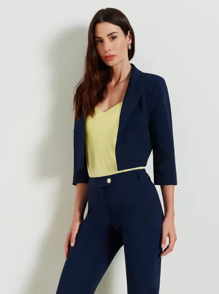 Charming Women Short Jacket In Technical Fabric Jackets & Waistcoat Blu Navy