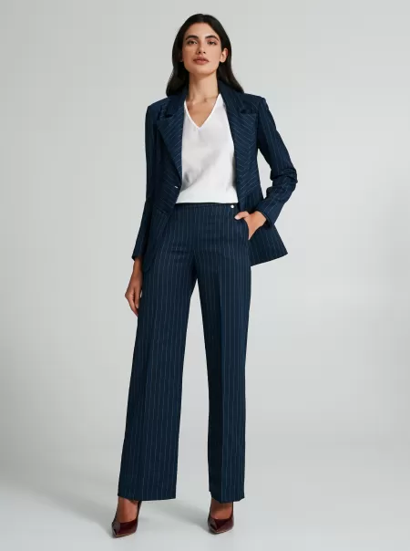 Women Suits Pinstripe Palazzo Trousers Var Blue Rare