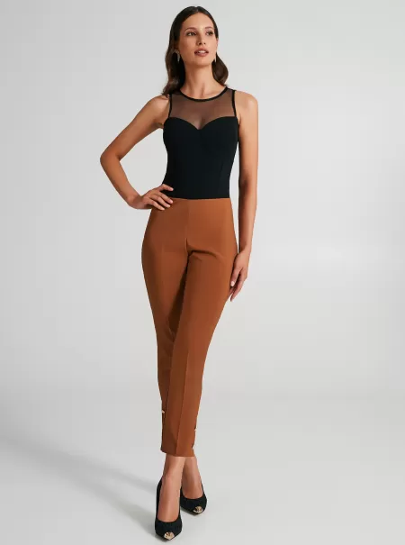 Beauty Suits Brown Women Slim-Fit Trousers In Technical Fabric