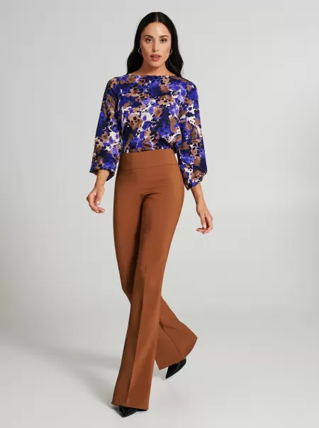 Brown Palazzo Trousers In Flowy Fabric Women Maximize Suits