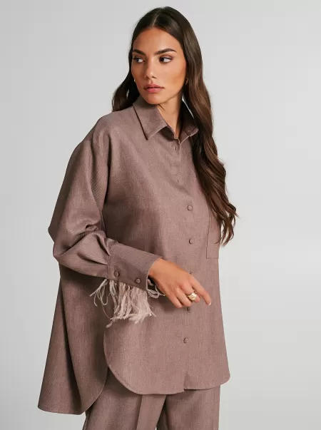 Offer Turtledove Oversized Shirt With Feathers Suits Women