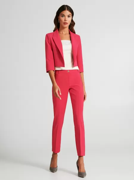 Slim-Fit Trousers In Technical Fabric Suits Promo Women Magenta