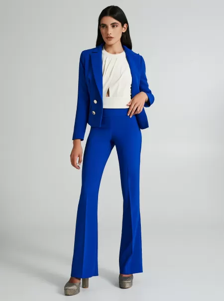 Blue China Suits Women Palazzo Trousers In Flowy Fabric Original