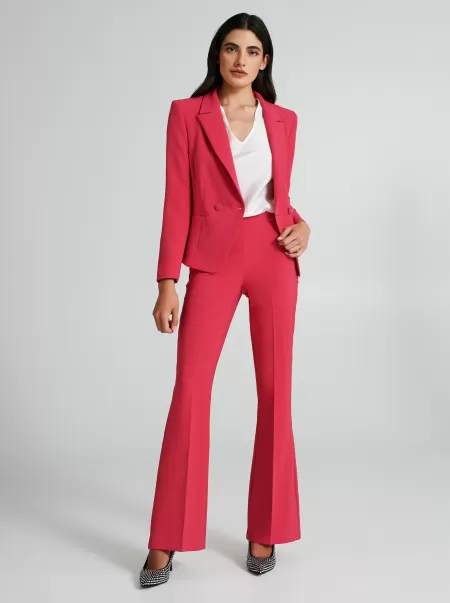 Magenta Women Cheap Suits Mid-Flared Trousers In Technical Fabric