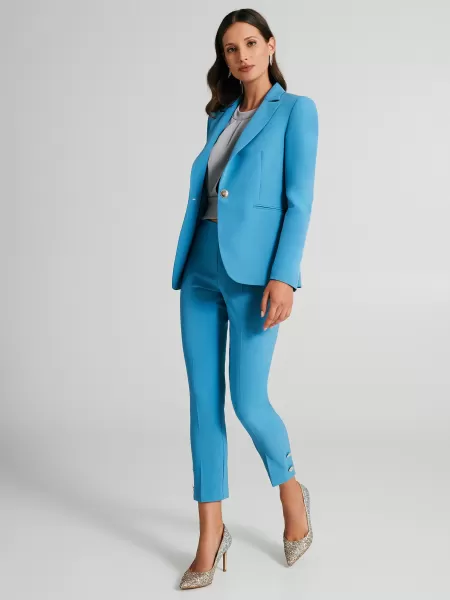 Women Slim-Fit Trousers In Technical Fabric Exceptional Suits Blue Ligh Paper Sugar