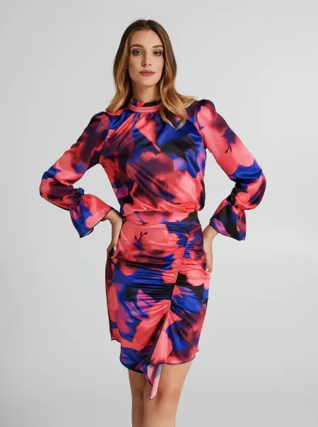 Sustainable Women Var Violet Dark Turtleneck Blouse With A Floral Print. Suits