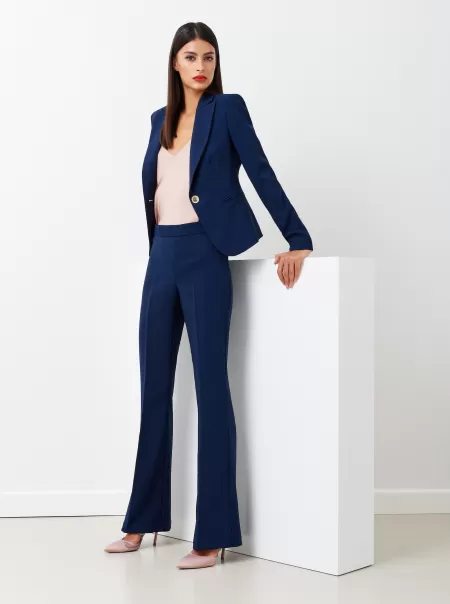 2024 Blue Women Mid-Flared Trousers In Technical Fabric Suits