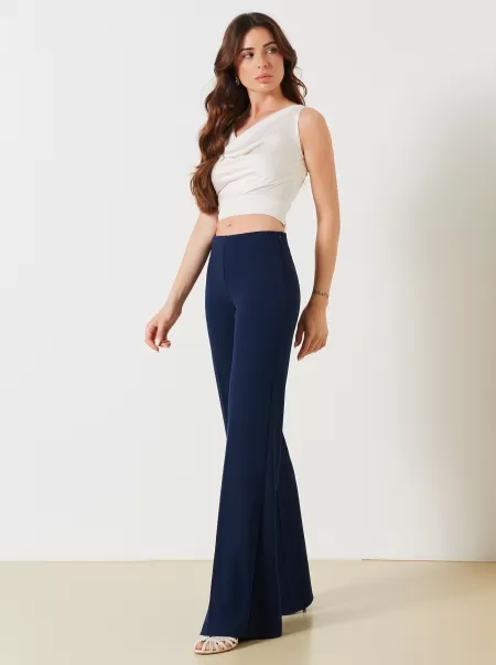 Blue Suits Palazzo Trousers In Scuba Crepe Affordable Women