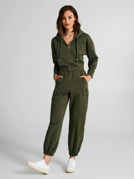 Militar Green Women Expert Suits Fleece Trousers With Pockets