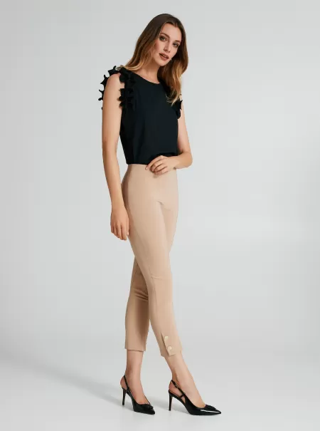 Beige Trousers & Jeans Slim-Fit Trousers In Technical Fabric Modern Women