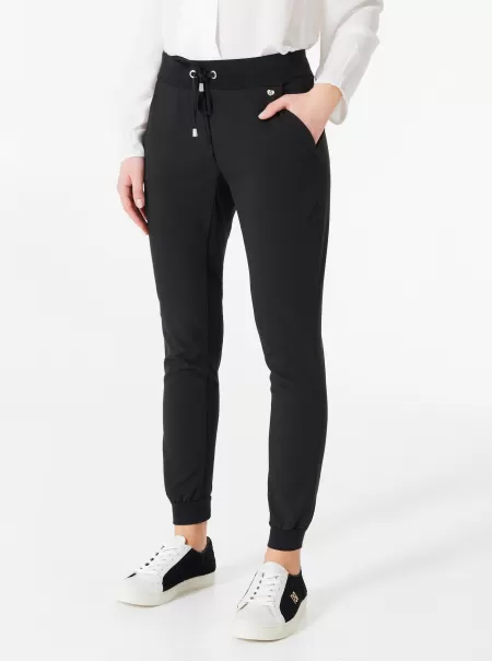 Women Trousers & Jeans Top Black Joggers With Drawstring